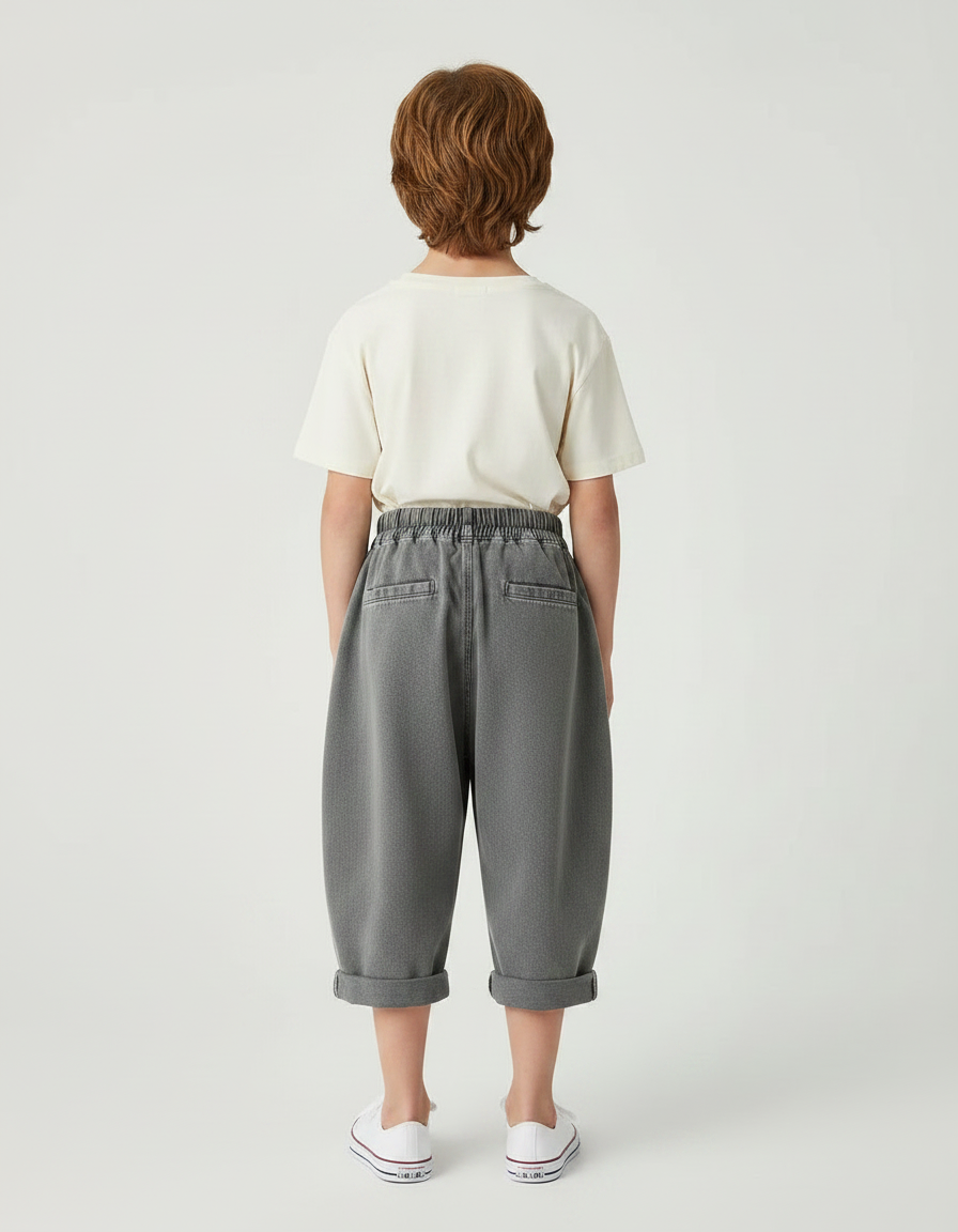 Pantalon Gris Baggy Enfant Décontracté Ample - Jean - vue 2