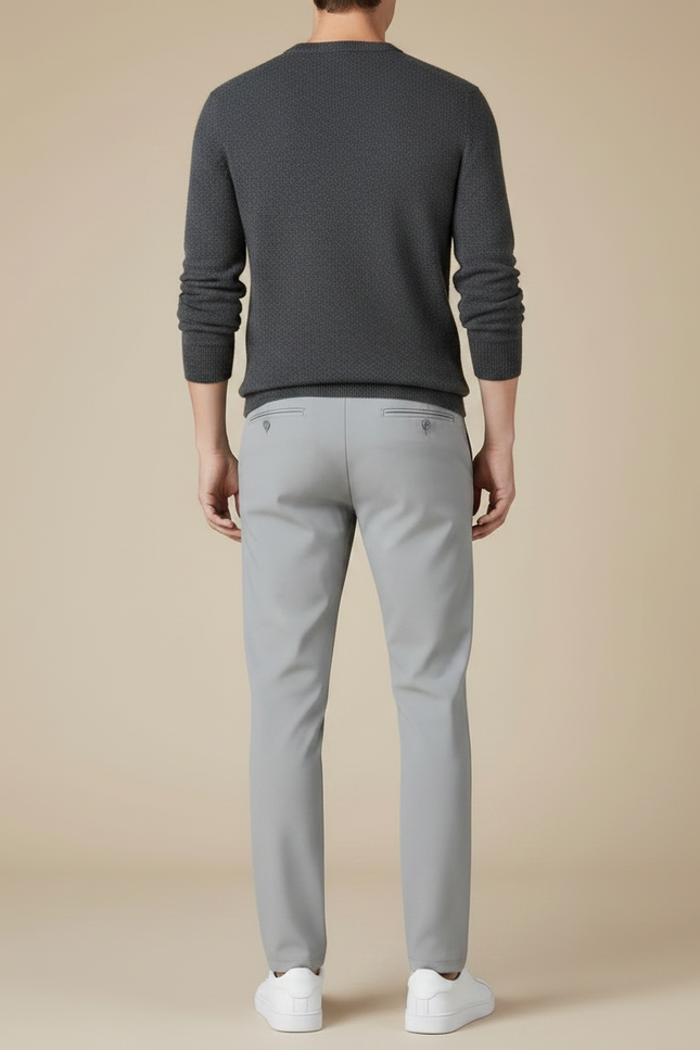 Pantalon Gris Slim Droit Élastique Décontracté Homme - Polyester - vue 2