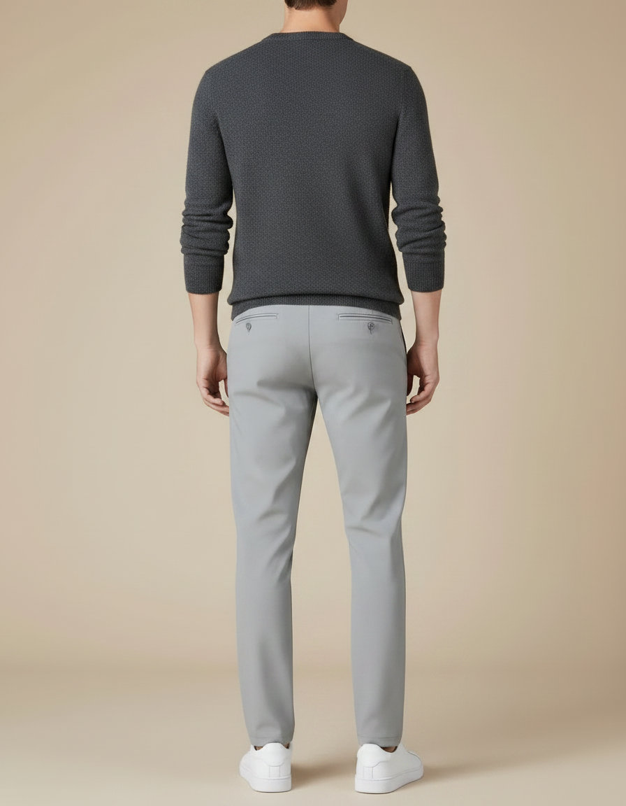 Pantalon Gris Slim Droit Élastique Décontracté Homme - Polyester - vue 2