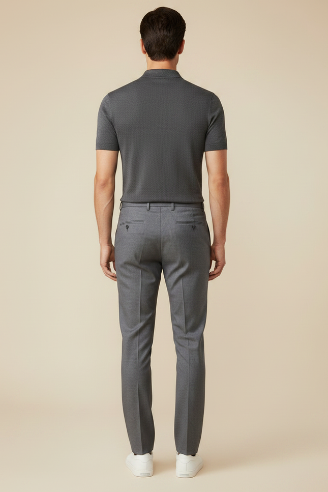 Pantalon Gris Habillé Slim Élégant Formel Homme - Gabardine - vue 2