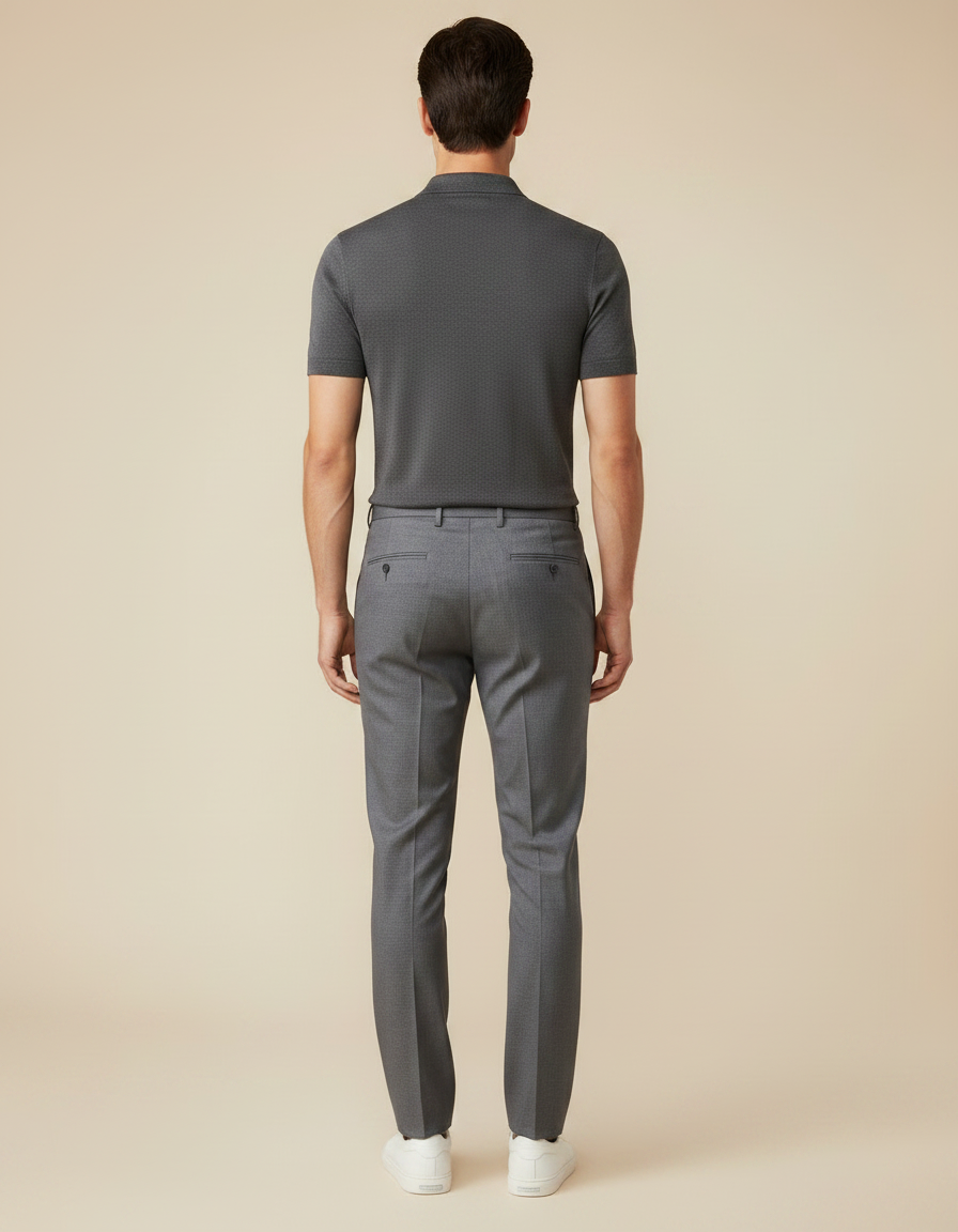 Pantalon Gris Habillé Slim Élégant Formel Homme - Gabardine - vue 2