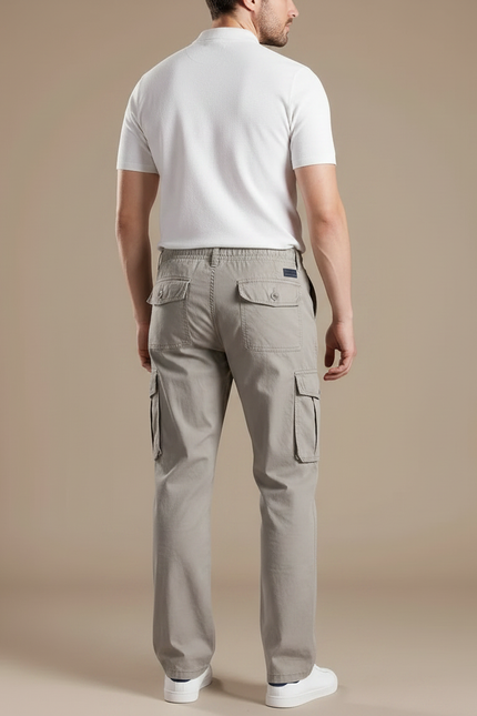 Pantalon Gris Cargo Homme Coton Décontracté Ample - Kaki - vue 2