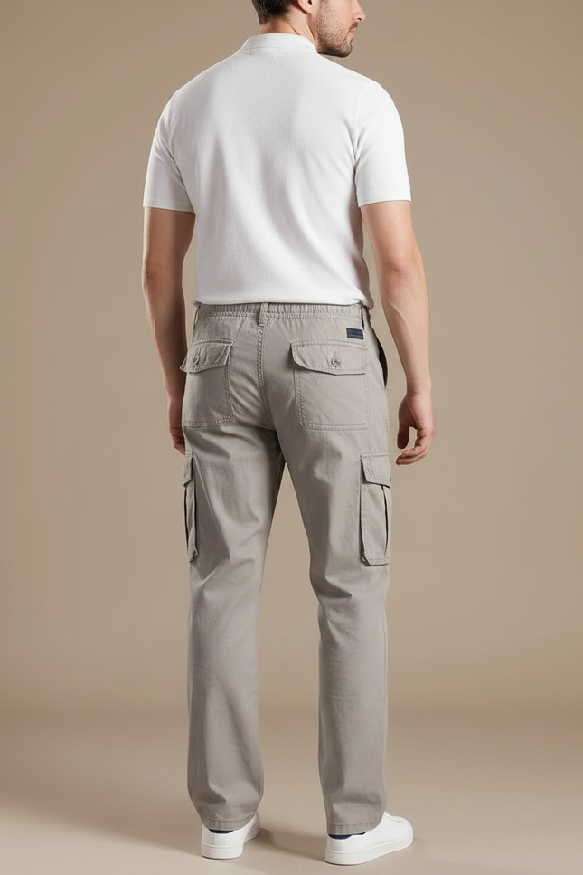 Pantalon Gris Cargo Homme Coton Décontracté Ample - Kaki - vue 2