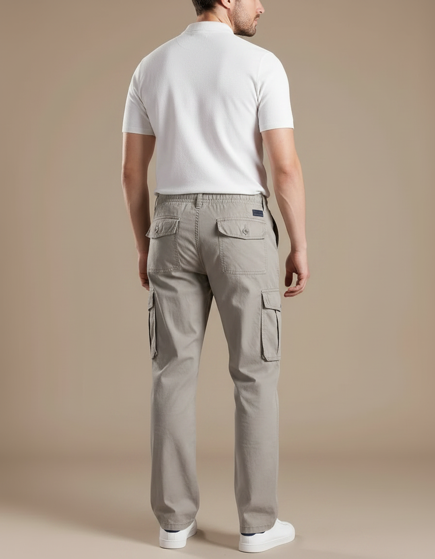 Pantalon Gris Cargo Homme Coton Décontracté Ample - Kaki - vue 2