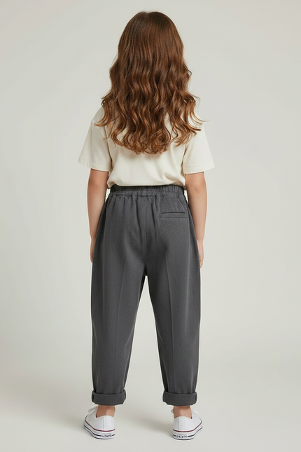Pantalon Gris Harem Ample Décontracté Enfant Coton - Molleton - vue 2