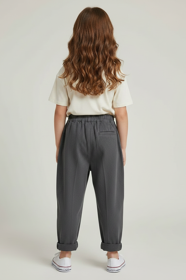 Pantalon Gris Harem Ample Décontracté Enfant Coton - Molleton - vue 2