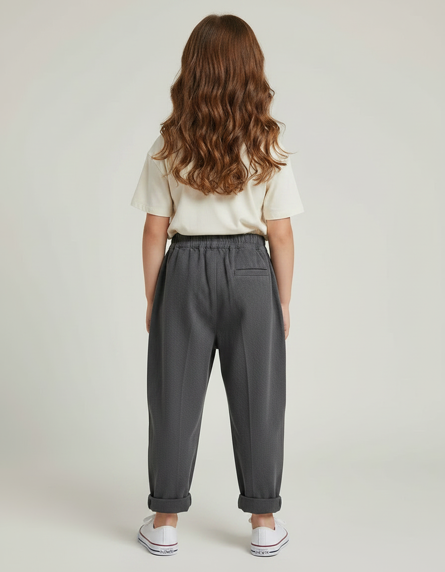 Pantalon Gris Harem Ample Décontracté Enfant Coton - Molleton - vue 2