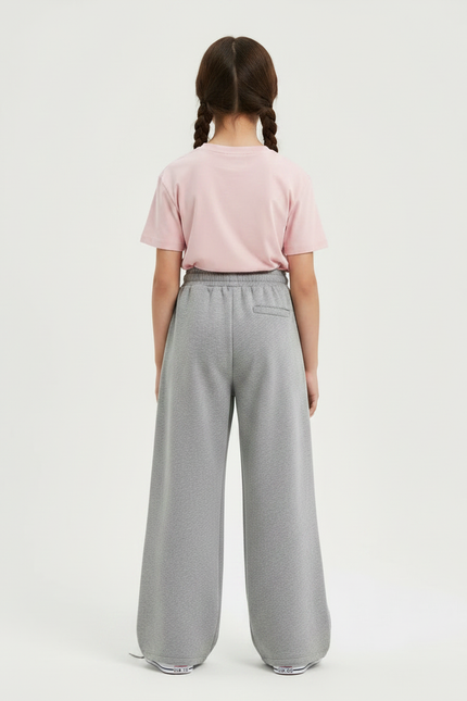 Pantalon Gris Large Coton Imprimé Nœuds Fille - Molleton - vue 2