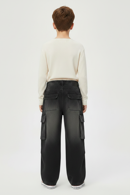 Pantalon Gris Cargo Ample Décontracté Garçon Denim - Jean - vue 2