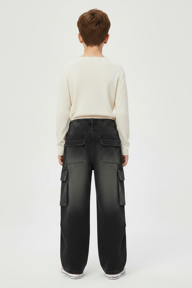 Pantalon Gris Cargo Ample Décontracté Garçon Denim - Jean - vue 2
