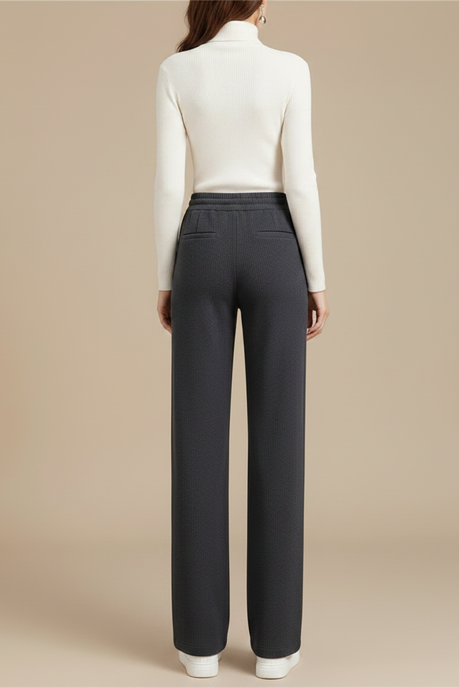 Pantalon Gris Côtelé Large Décontracté Cordon Femme - Cordé - vue 2