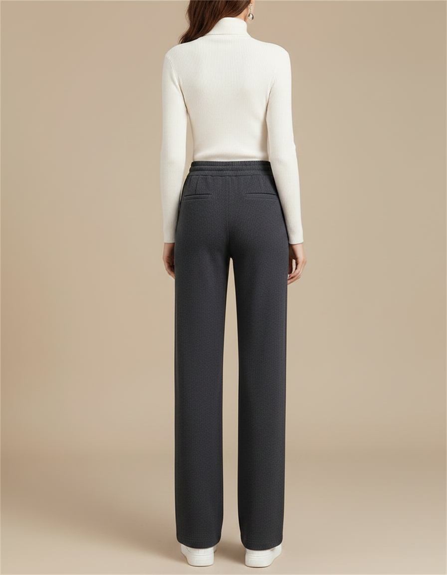 Pantalon Gris Côtelé Large Décontracté Cordon Femme - Cordé - vue 2