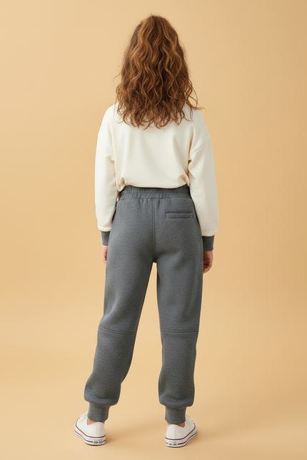 Pantalon Gris Molletonné Sportif Enfant Confortable Hiver - vue 2
