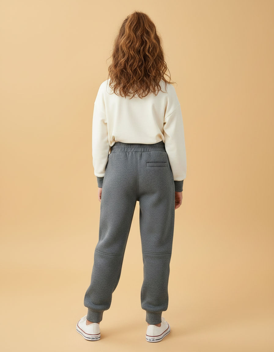 Pantalon Gris Molletonné Sportif Enfant Confortable Hiver - vue 2