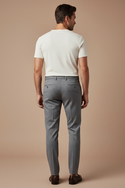 Pantalon Gris Homme Slim Élégant Décontracté Ajusté - Gabardine - vue 2