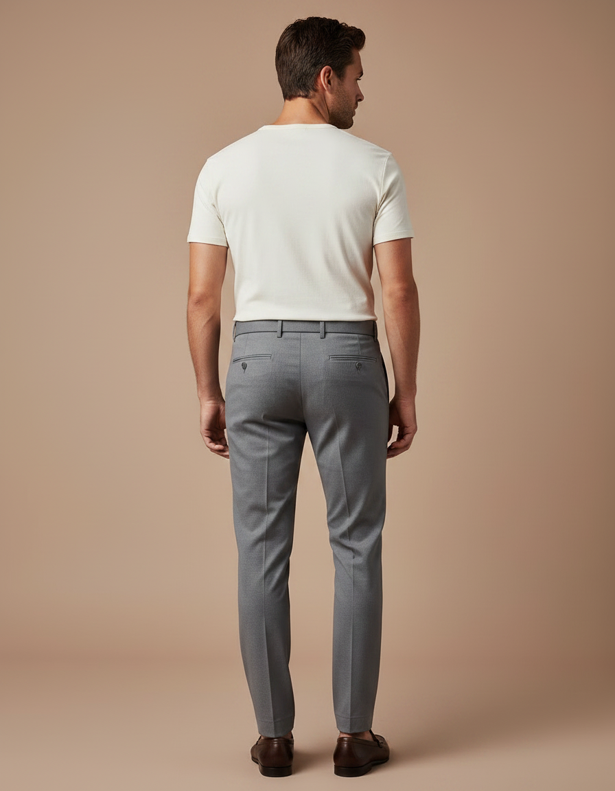 Pantalon Gris Homme Slim Élégant Décontracté Ajusté - Gabardine - vue 2