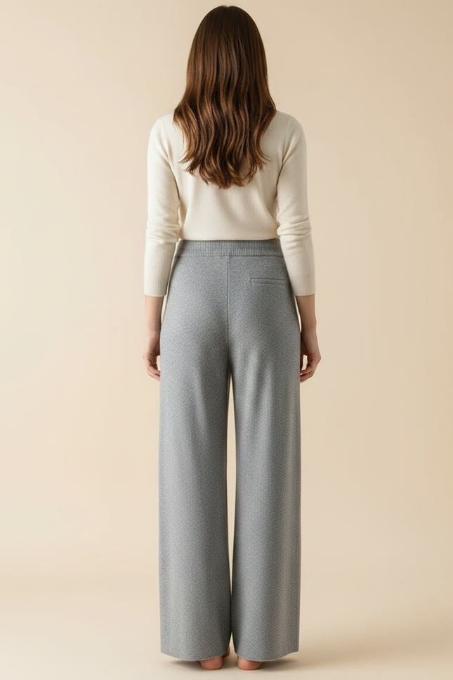 Pantalon Gris Tricoté Fluide Ample Confortable Femme - Maille - vue 2