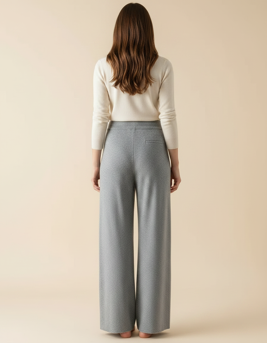 Pantalon Gris Tricoté Fluide Ample Confortable Femme - Maille - vue 2