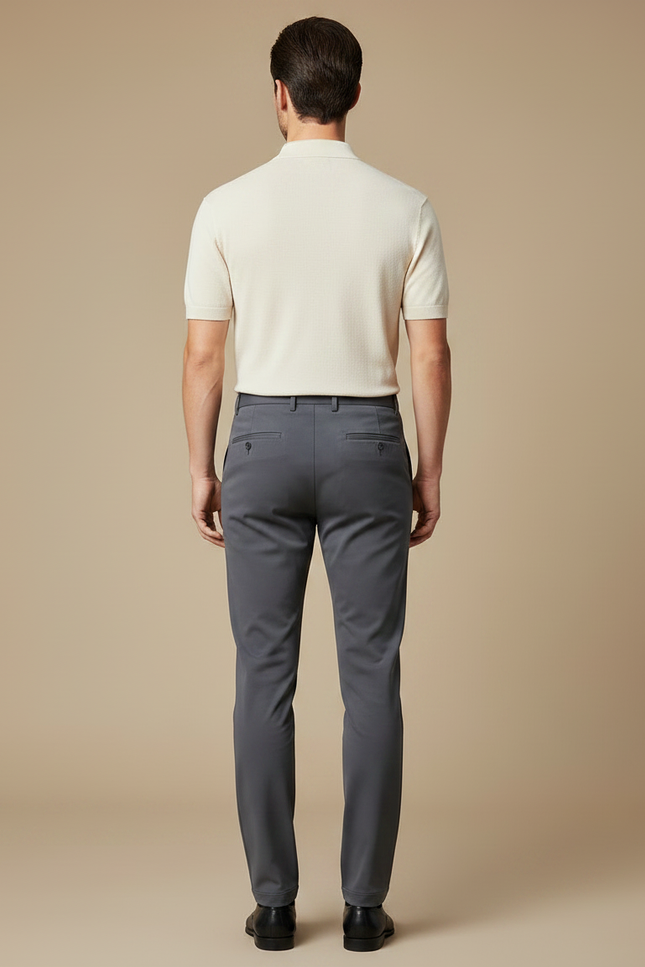 Pantalon Gris Homme Slim Élégant Formel Stretch - Polyester - vue 2