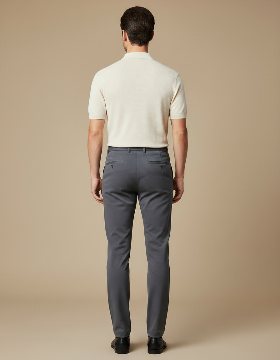Pantalon Gris Homme Slim Élégant Formel Stretch - Polyester - vue 2