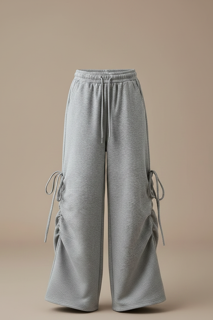 Pantalon Gris Ample Molletonné Lacets Enfant - vue 3