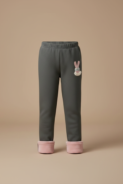 Pantalon Gris Enfant Molleton Lapin Hiver Doux - vue 3