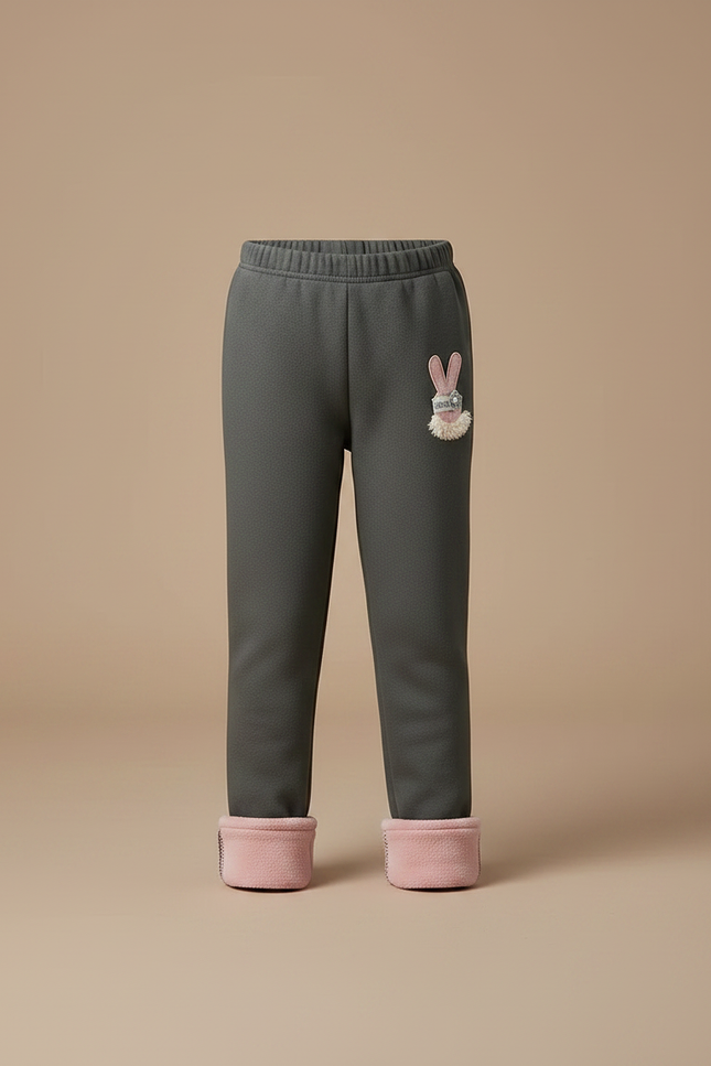 Pantalon Gris Enfant Molleton Lapin Hiver Doux - vue 3