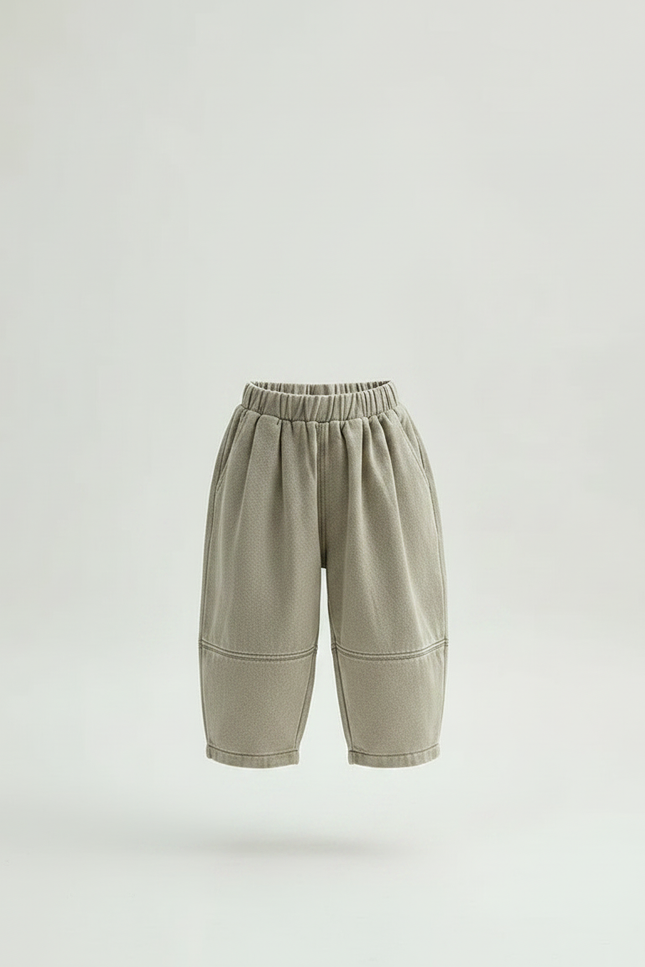 Pantalon Gris Enfant Ample Coton Décontracté - Molleton - vue 3