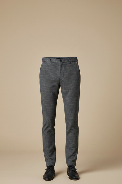 Pantalon Gris Homme Carreaux Élégant Droit Décontracté - Laine - vue 3