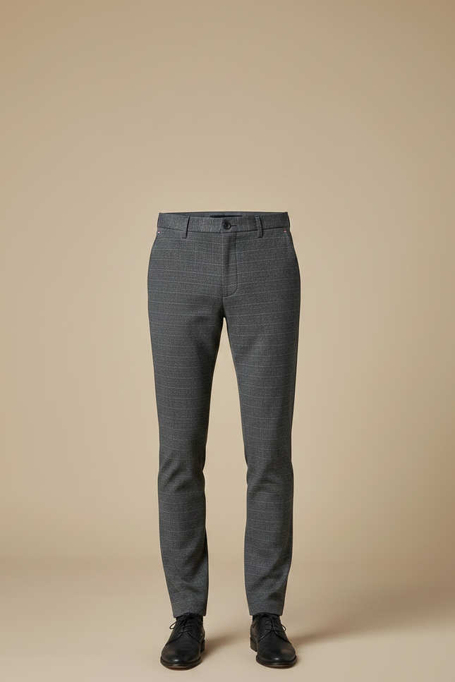 Pantalon Gris Homme Carreaux Élégant Droit Décontracté - Laine - vue 3