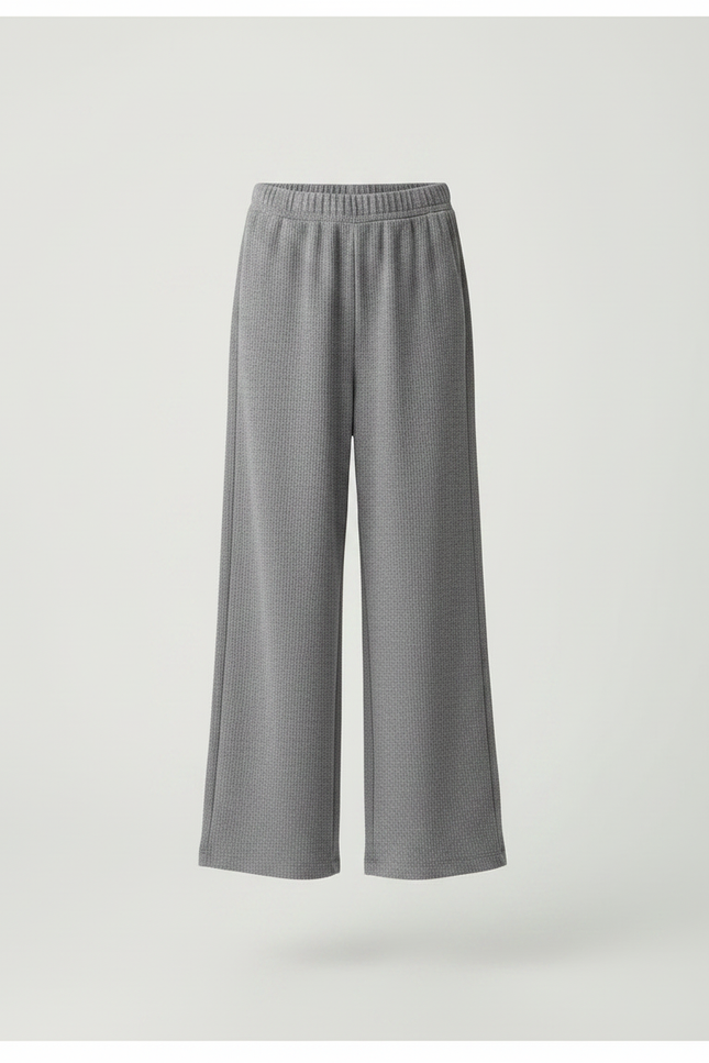 Pantalon Gris Ample Décontracté Confortable Côtelé Enfant - Maille - vue 3
