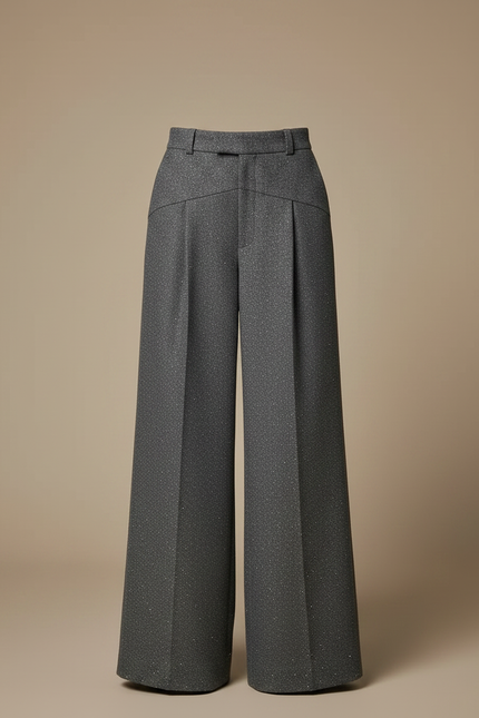 Pantalon Gris Laine Large Plissé Scintillant Femme - vue 3
