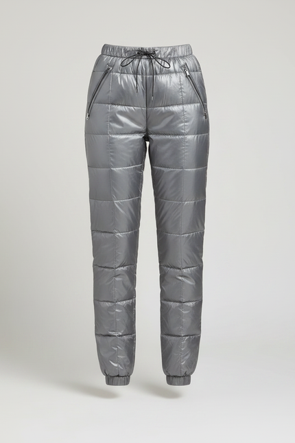 Pantalon Gris Matelassé Brillant Chaud Hiver Femme - Argenté Polyester - vue 3