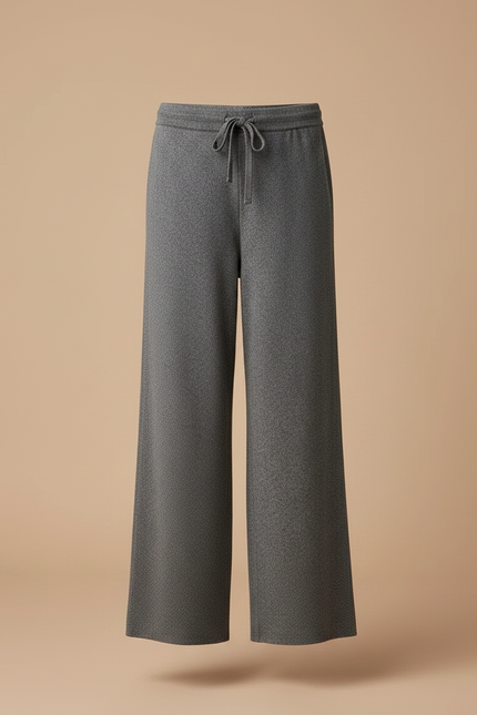 Pantalon Gris Ample Tricoté Motif Cordon Fille - Maille - vue 3