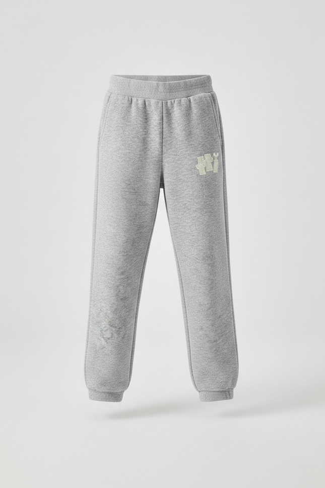 Pantalon Gris Molletonné Enfant Décontracté Ample Imprimé - vue 3