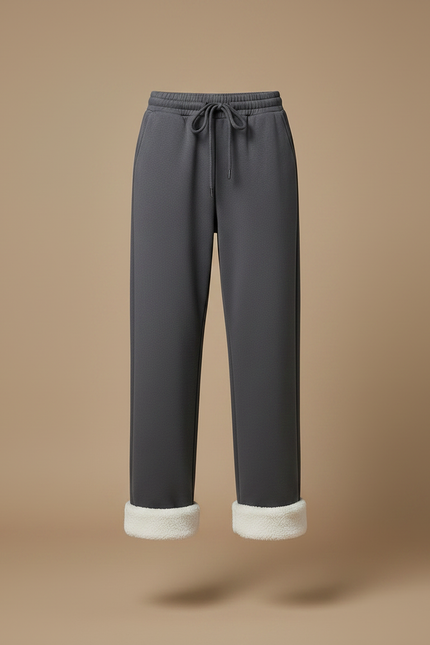 Pantalon Gris Molletonné Ample Chaud Hiver Femme - vue 3