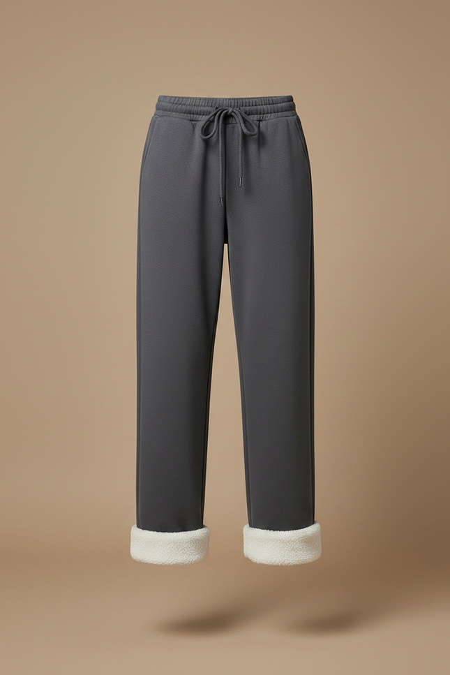 Pantalon Gris Molletonné Ample Chaud Hiver Femme - vue 3