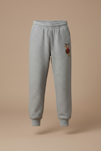 Pantalon Gris Molletonné Renne Décontracté Enfant Jogging - vue 3