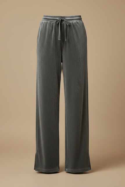 Pantalon Gris Velours Ample Décontracté Femme - vue 3