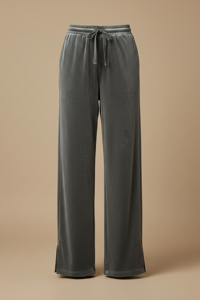 Pantalon Gris Velours Ample Décontracté Femme - vue 3