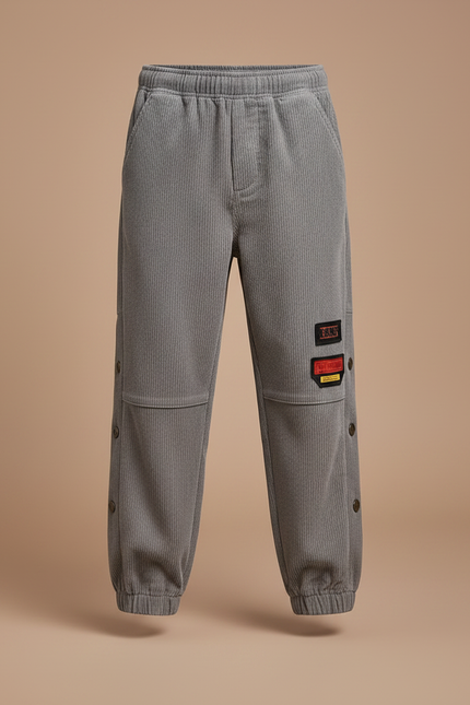 Pantalon Gris Côtelé Jogger Garçon Décontracté - Cordé - vue 3