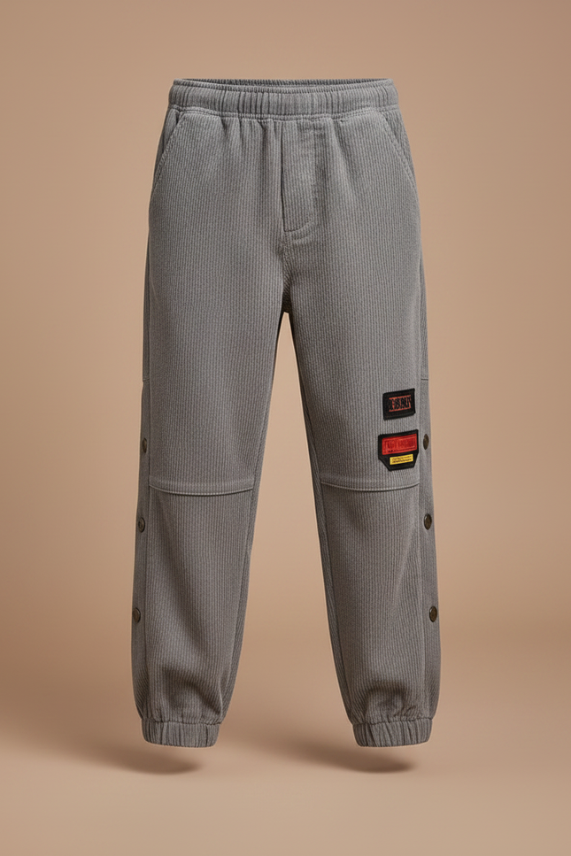 Pantalon Gris Côtelé Jogger Garçon Décontracté - Cordé - vue 3