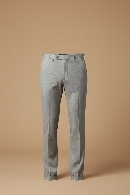 Pantalon Gris Business Élégant Droit Homme Motif Discret - Laine - vue 3