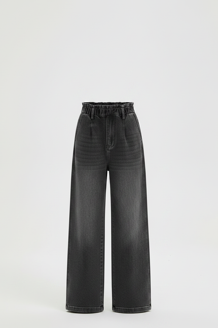 Pantalon Paper Bag Gris - Jean - vue 3