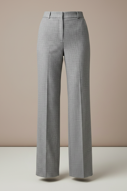Pantalon Gris Taille Haute Droit Élégant Femme - Laine - vue 3