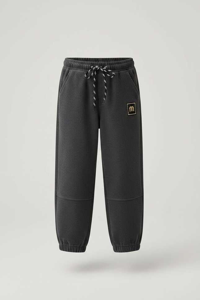 Pantalon Gris Côtelé Chaud Ample Cordon Fille - Cordé - vue 3
