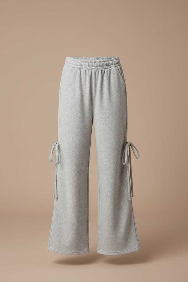 Pantalon Gris Ample Décontracté Molletonné Lacets Enfant - vue 3