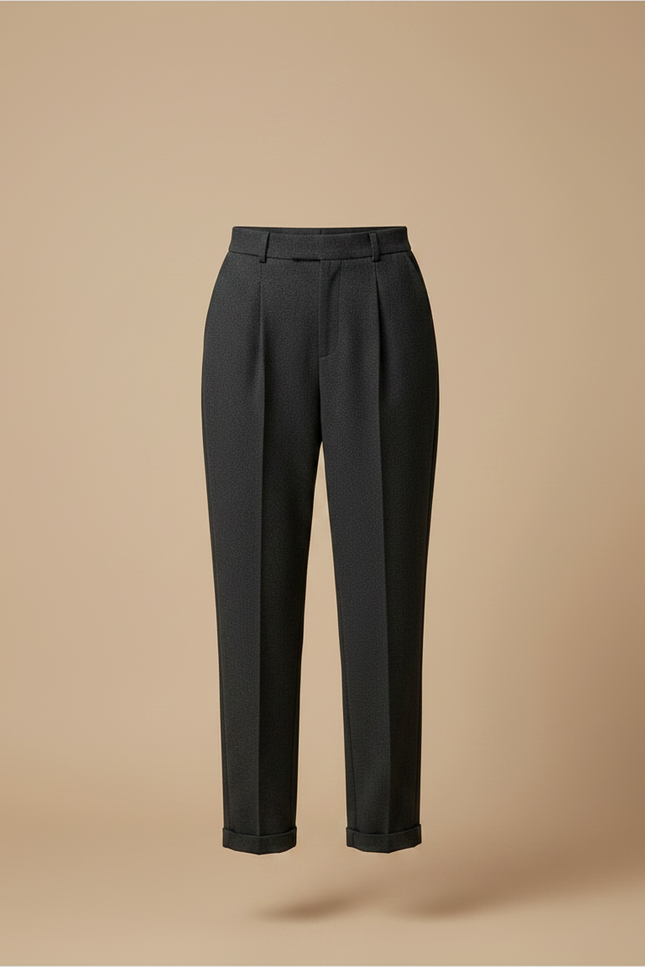 Pantalon Gris Droit Taille Haute Tweed Femme - vue 3