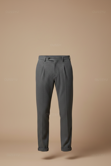 Pantalon Gris Plissé Élégant Décontracté Homme - Laine - vue 3