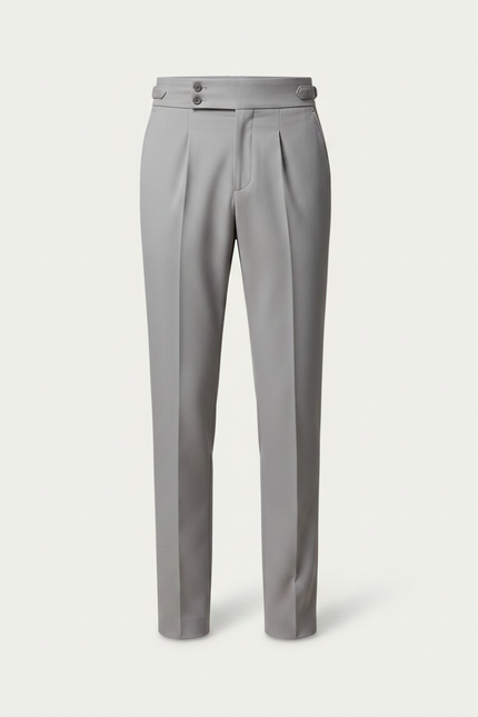 Pantalon Gris Habillé Taille Haute Plissé Élégant - Gabardine - vue 3